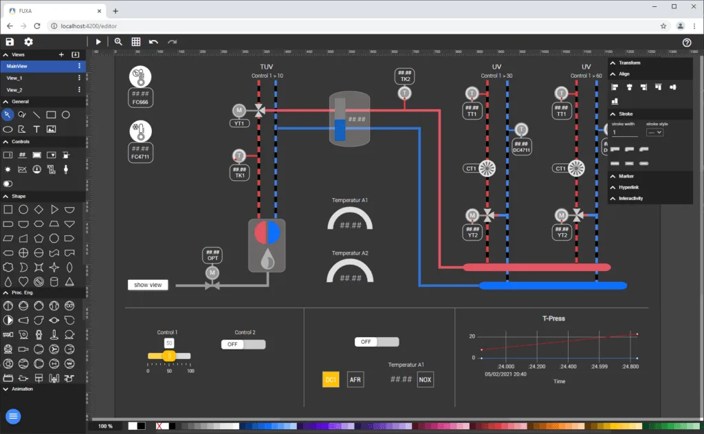 FUXA:基于 Web 组态的工业自动化SCADA/HMI过程可视化工具 1 fuxa editor