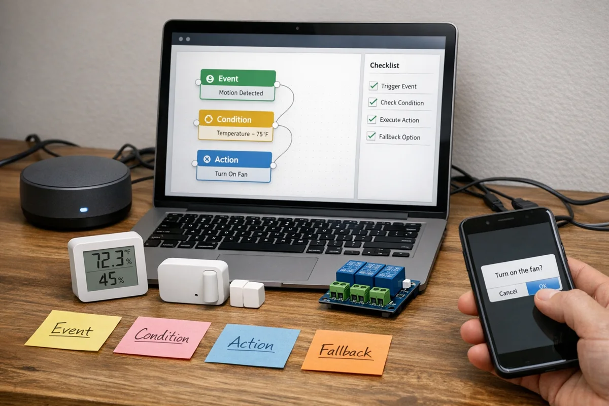 Dify Workflow 模板怎么设计:智能家居与 IoT 自动化的可复用模式 43 Dify Workflow template desk for smart home and IoT automation